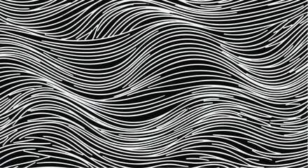 Modern abstract background of curved white lines on black creating dynamic movement