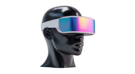 VR headset on mannequin head, futuristic design