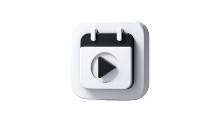 White square icon with a calendar and play button