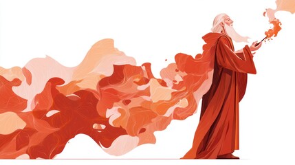 Fototapeta premium Elderly figure creating magic