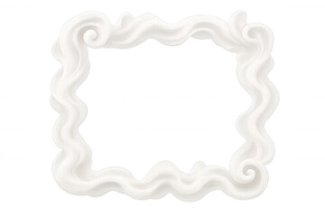 Smooth white whipped cream forming elegant rectangular border, decorating transparent surface with delicate culinary artistry and creamy texture