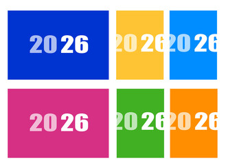 Happy New Year 2026 Text Set, Colorful, Logo for Cards, Posters.