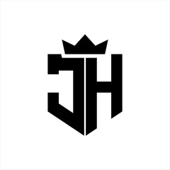 JH Vector image of a shield with a sharp geometric style and a pointed crown