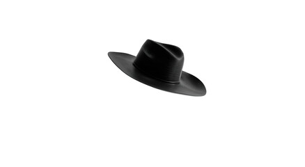 A dark fedora hat against a black background