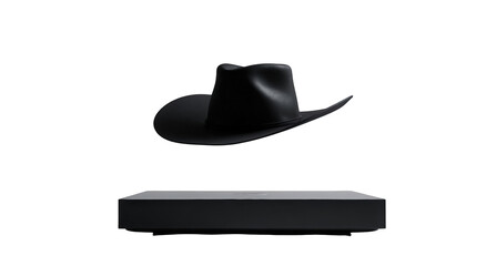 Dark cowboy hat on a dark pedestal