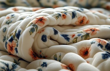 Close-up of a soft, quilted blanket with a floral design, perfect for comfort and style