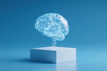 3D Rendered Brain on a Cube