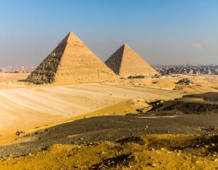 Panoramic view of ancient pyramids