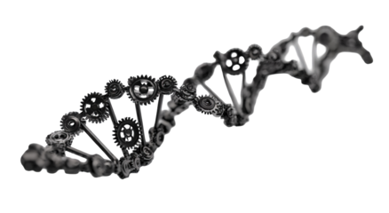 Abstract DNA double helix with intricate mechanical gears