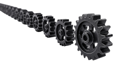 A series of interconnected gears