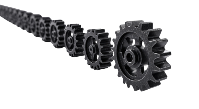 A series of interconnected gears