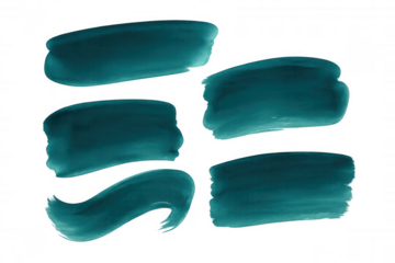 Teal brushstrokes forming fluid artistic design, creating dynamic visual element with transparent background for graphic projects