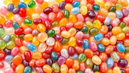 Whimsical watercolor painting of colorful jellybeans, scattered, vibrant hues,  art,  sugary treats