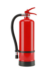 Realistic Red Fire Extinguisher Isolated Product Shot on White Background