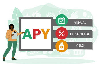 APY - Annual Percentage Yield acronym. business concept background. vector illustration  with keywords and icons. lettering illustration with icons for web banner, flyer, landing page