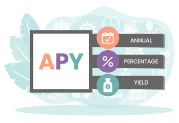 APY - Annual Percentage Yield acronym. business concept background. vector illustration  with keywords and icons. lettering illustration with icons for web banner, flyer, landing page