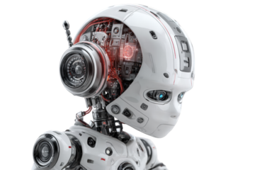 Close-up of a child-like robot head
