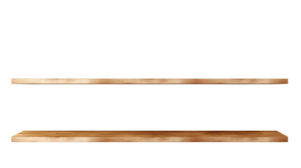 empty wooden shelf on white background