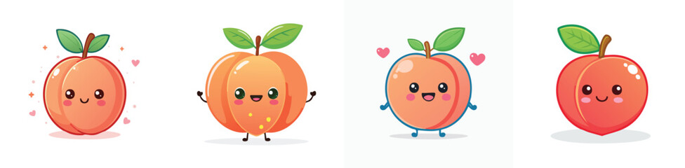 Peach vector set of cute cartoon-style characters with arms, legs, and expressive faces.