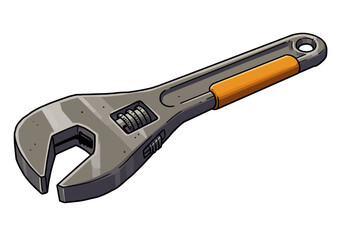 Obraz premium Adjustable wrench tool with orange grip ready for repairs and DIY projects