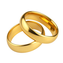 Two gleaming golden wedding rings symbolize the timeless love and commitment of a married couple, isolated on a white background