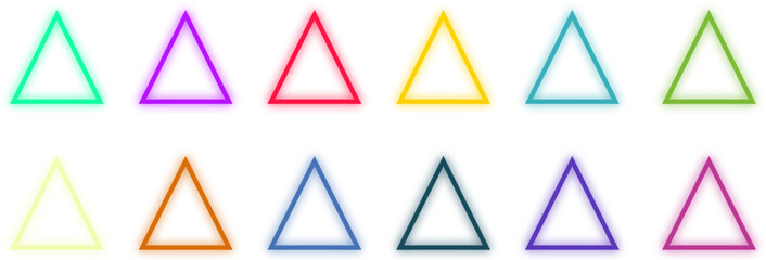Set of neon effect triangles
