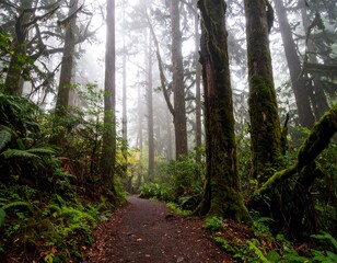 Fototapeta premium Misty forest trail