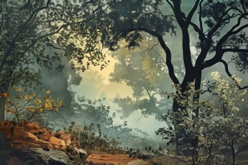Fototapeta premium Mystery background wilderness landscape outdoors.