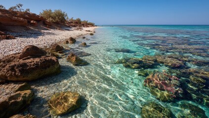 Fototapeta premium Sunny beach, clear turquoise water