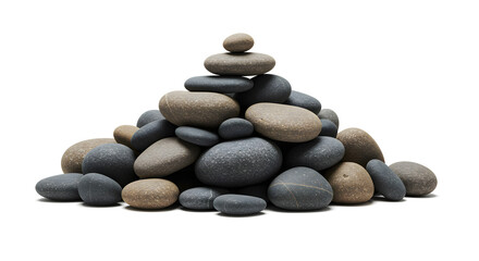 Pile of stones isolated on white background