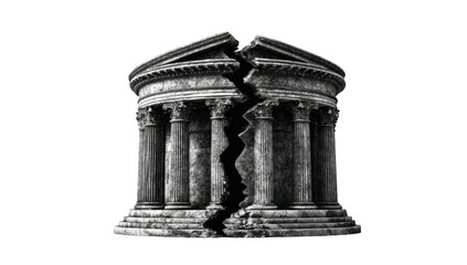 A fractured ancient temple