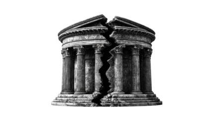 A fractured ancient temple