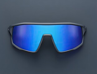 Dark gray sunglasses with vibrant blue mirrored lenses