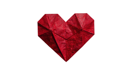 Red origami heart on black background (2)