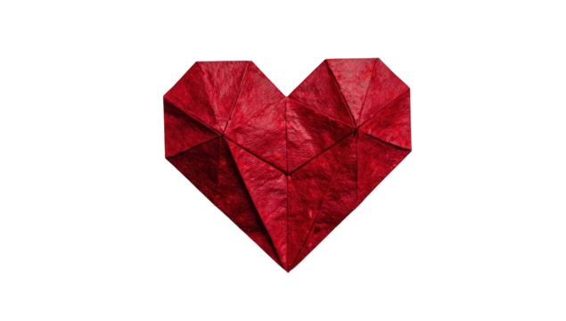 Red origami heart on black background (2) - Powered by Adobe