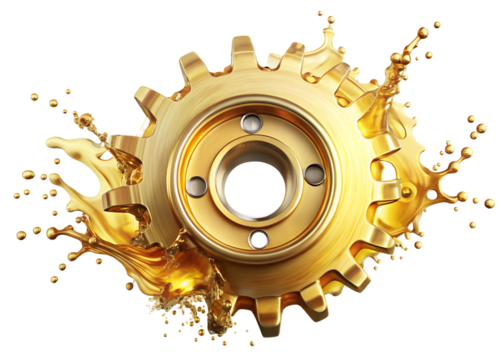 gear with oil splash png image on transparent background