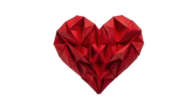 Red heart origami, geometric design