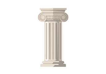 Ionic column shows fluted shaft volutes  molded base in stone or plaster
