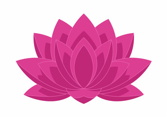 Fototapeta premium Pink lotus flower illustration with layers of petals and a white background