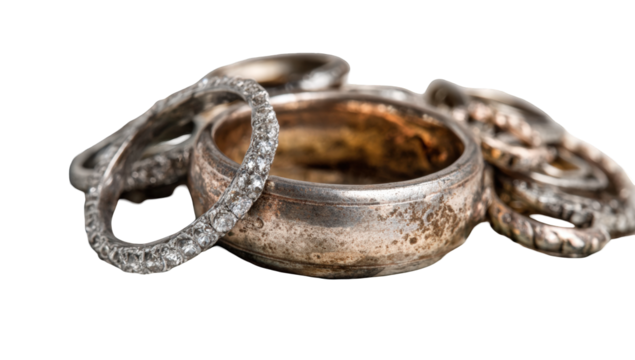 Old silver rings with small stones