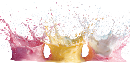 Colorful liquid splashes against black background