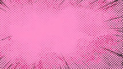 Pink comic book background with halftone dots and radial lines