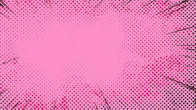 Pink comic book background with halftone dots and radial lines
