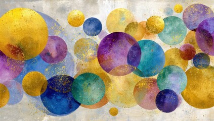 Abstract circles in various colors, creating a dynamic composition