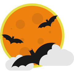 Halloween Bats and Moon 