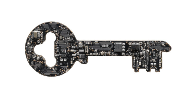 Circuit board shaped like a key