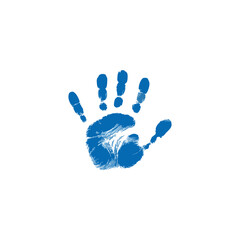 blue hand print