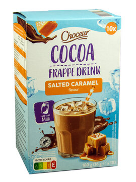 Choceur, Cocoa Frappe Drink salted Caramel auf weissem Hintergrund