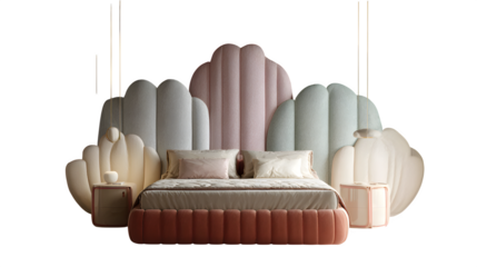 Pastel Seashell Bed 3d rendered, isolated on transparent background