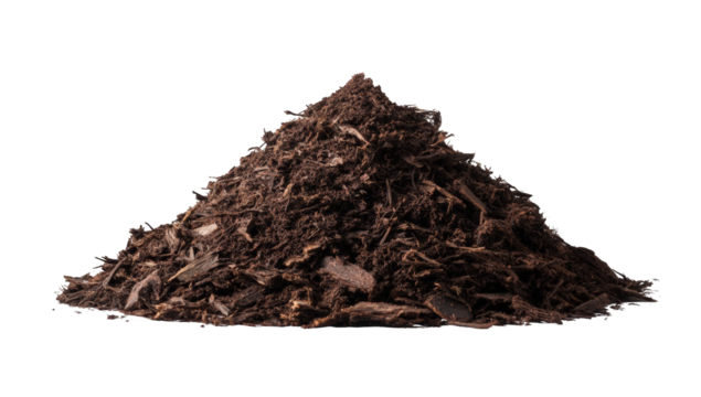 A pile of dark brown soil